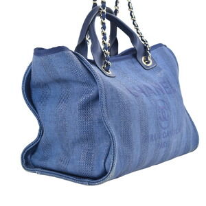Chanel Bag Shoulder Chain Handbag Blue Deauville Navy Tote Strap